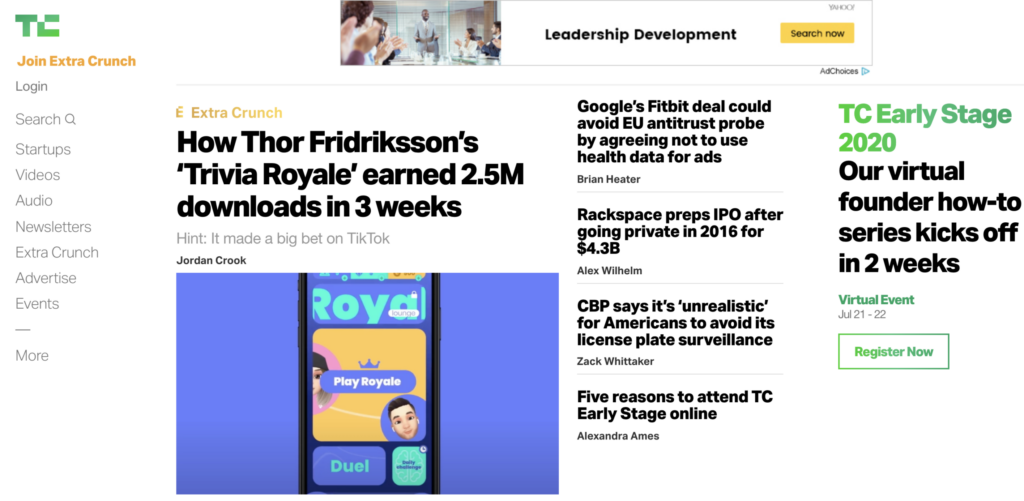 techcrunch Blog Terkenal di Dunia