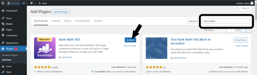 Install Plugin Rank Math