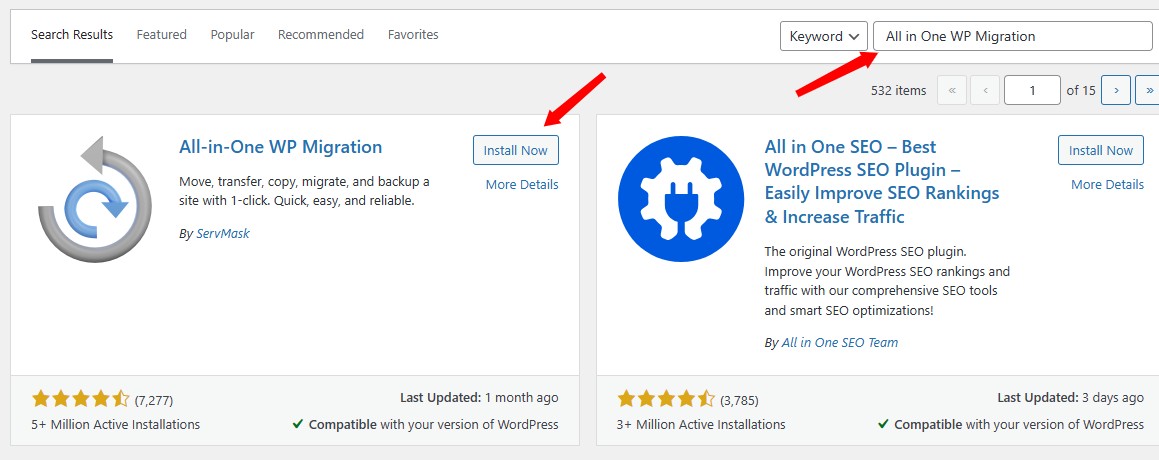 Cara Install Plugin All in One WP Migration
