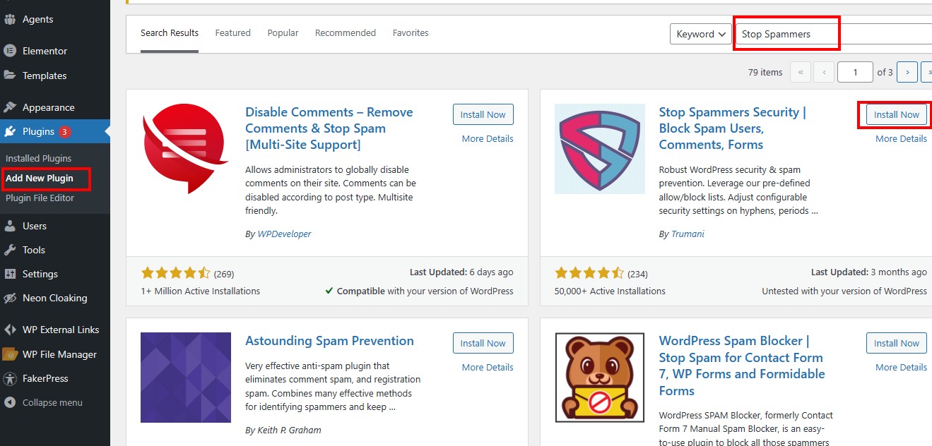 Cara Install Plugin Stop Spammers